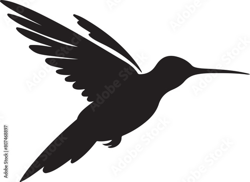 Hummingbird Silhouette Vector Illustration White Background