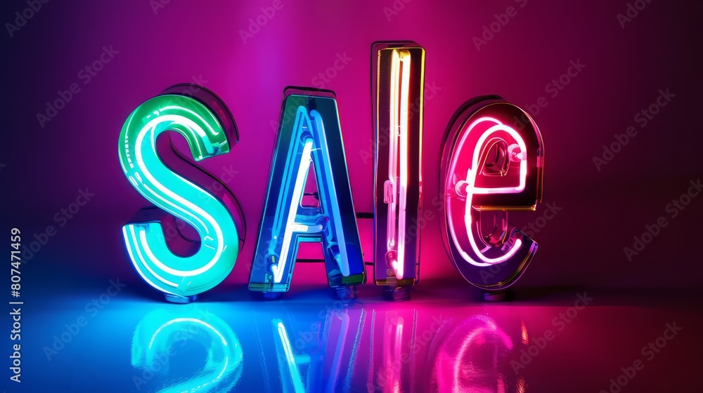 Colorful LED Sale concept art poster. Colorful LED Sale concept art poster.