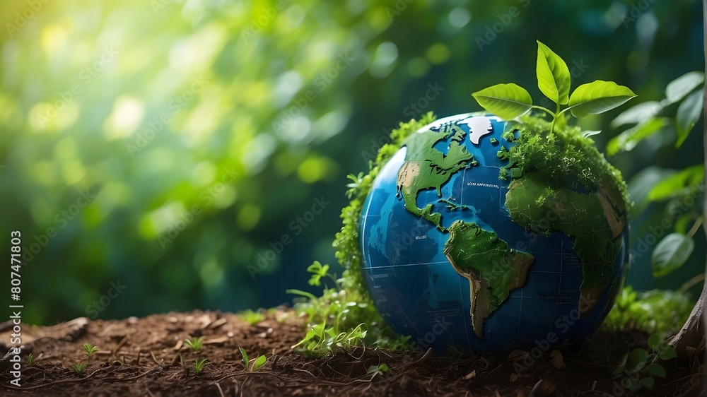 Earth Day and the global environment with the environment being green and natural. Artificial Intelligence Earth Day and the global environment with the environment being green and natural. Artificial Intelligence
