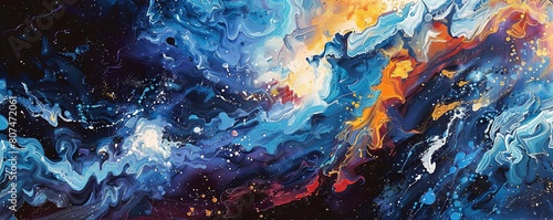 Capture the essence of space exploration with a frontal view artwork, featuring celestial brushstrokes in a vivid cosmic palette Dive into the depths of space using impressionism to evoke a sense of w