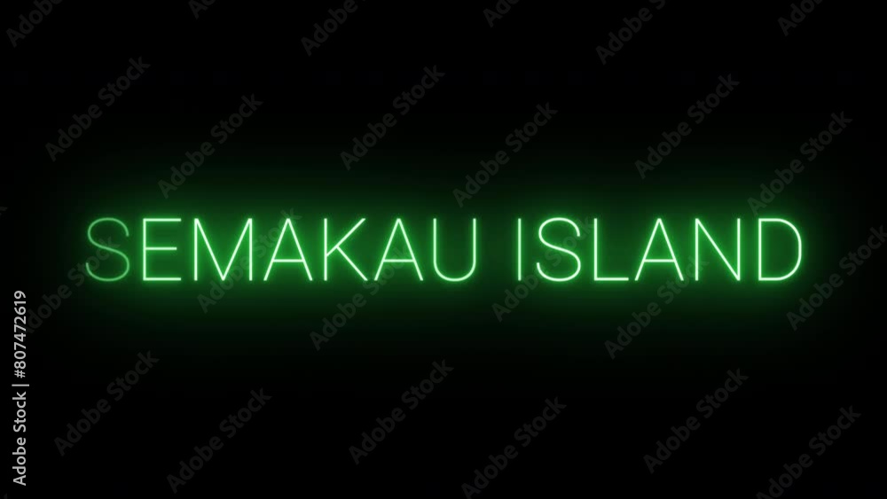 Flickering neon green glowing semakau island text animated on black background Flickering neon green glowing semakau island text animated on black background