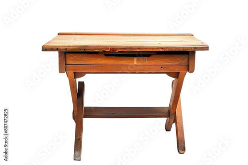 Old wooden furniture - chair and table, isolated