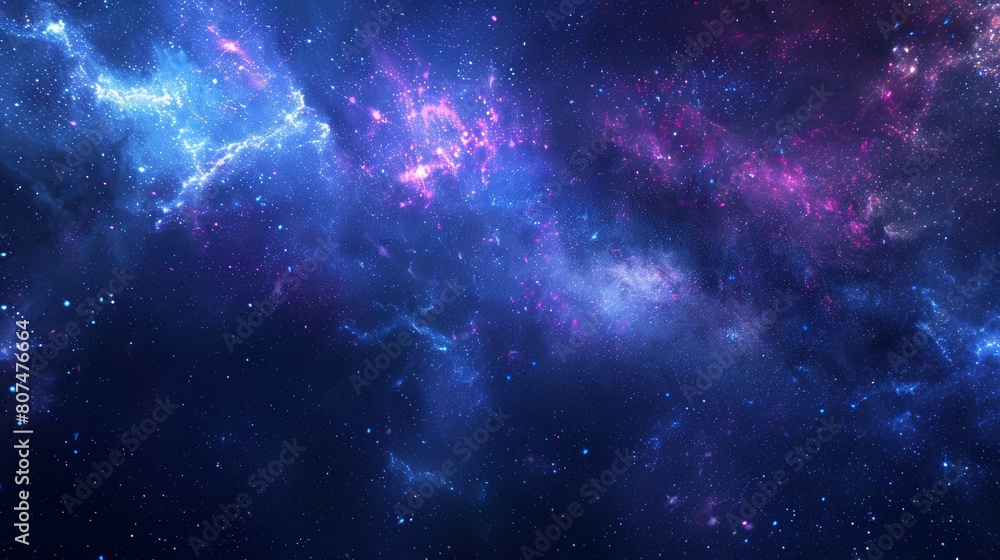 Fototapeta premium Vivid blue and pink nebula with sparkling stars in deep space.