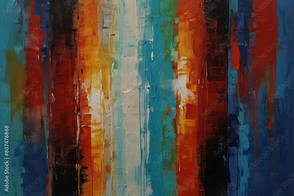 Fototapeta premium colorful wooden background Dynamic Abstract Palette Knife Painting Blue and Red Textured Portrait