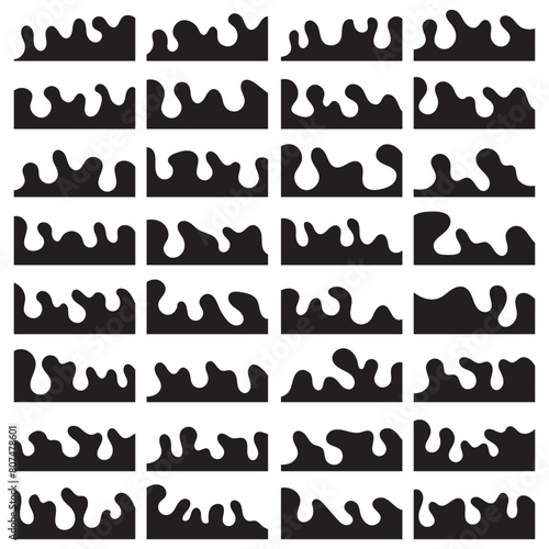 Website border, web page divider shapes. Set of Template Dividers Shapes for Website. Curve Lines, Drops, Wave Collection of Design Element for Top, Bottom Page Web Site. Divider Header big set. 11:11
