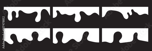 Vector Set of Template Dividers with Drops, Waves and Geometric Shapes. Wave Shape, Curve Line, Drops Separator Effects Collection For Poster, App, Banner. Isolated Vector Illustration. 11:11