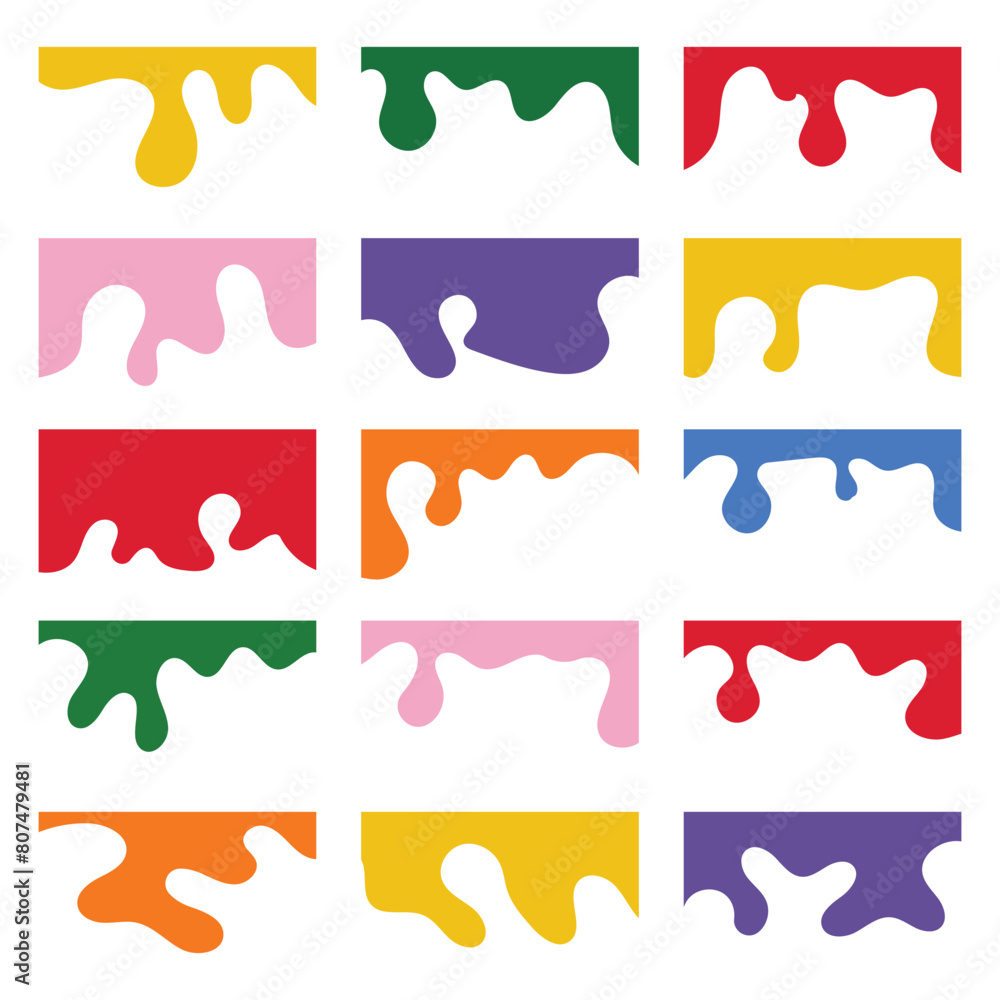 Compilation of assorted shapes for web page headers or footers. Design template serving as a separator on a landing page. Website border and header set. 11:11