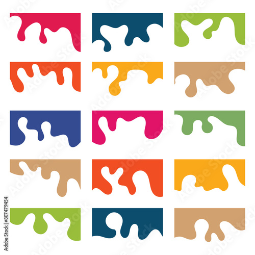Compilation of assorted shapes for web page headers or footers. Design template serving as a separator on a landing page. Website border and header set. 11:11