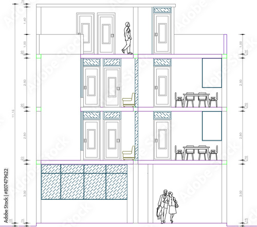 vector illustration sketch design architectural drawing of multi-storey buildings in big cities