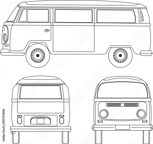 vector illustration sketch design drawing of old classic vintage transport car vehicle 
