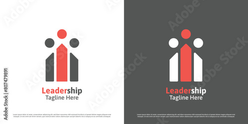 Work leader logo design illustration. Silhouettes of people workers senior junior employer manager supervisor boss founder businessman collaborate teamwork. Minimal simple flat business icon symbol.