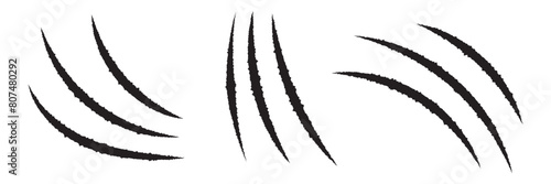 Claw scratch vector illustration. Set of cruel animal scratches horror and grunge concept in silhouette isolated. Animal tiger scratches signs. 
