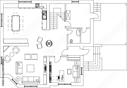 vector illustration, sketch design, architectural plan, classic old house, vintage villa, stopover 