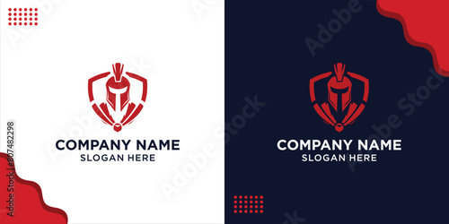 creative design of Spartan warrior helmet and shield, design inspiration, vector