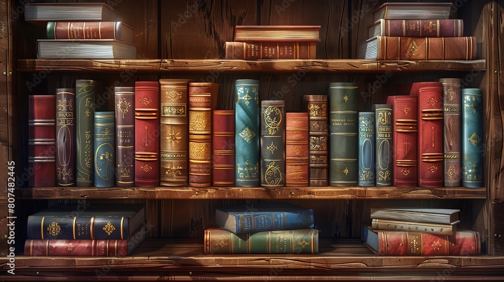 Wonderful old books on the shelves Wonderful old books on the shelves