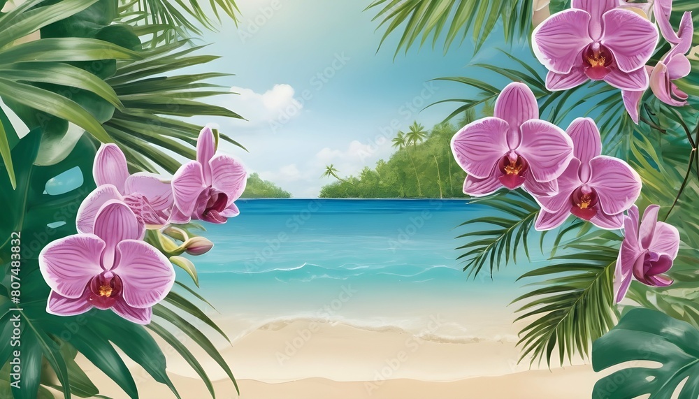 Create a tropical background with exotic orchids a upscaled 2