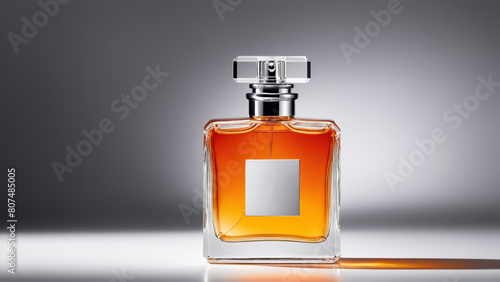 Mockup of a glass perfume bottle with flowers