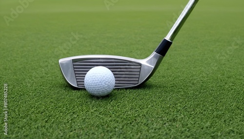 Precision Golf: A Close-Up of a Golf Club Perfectly Aligned with the Ball photo
