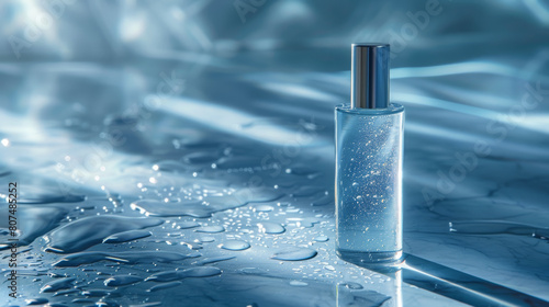 An up-close view of a transparent beauty product fluid photo
