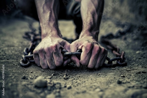 Freedom person broken chains.