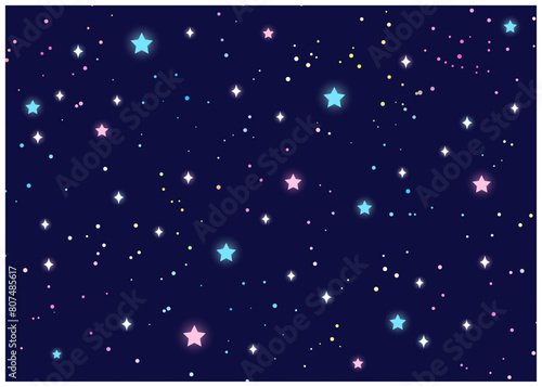 宇宙、ファンシー、夜、背景、イラスト、かわいい、カラフル