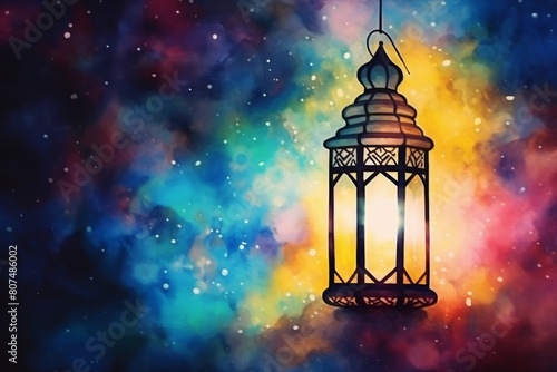Watercolor representation of Arabic lantern