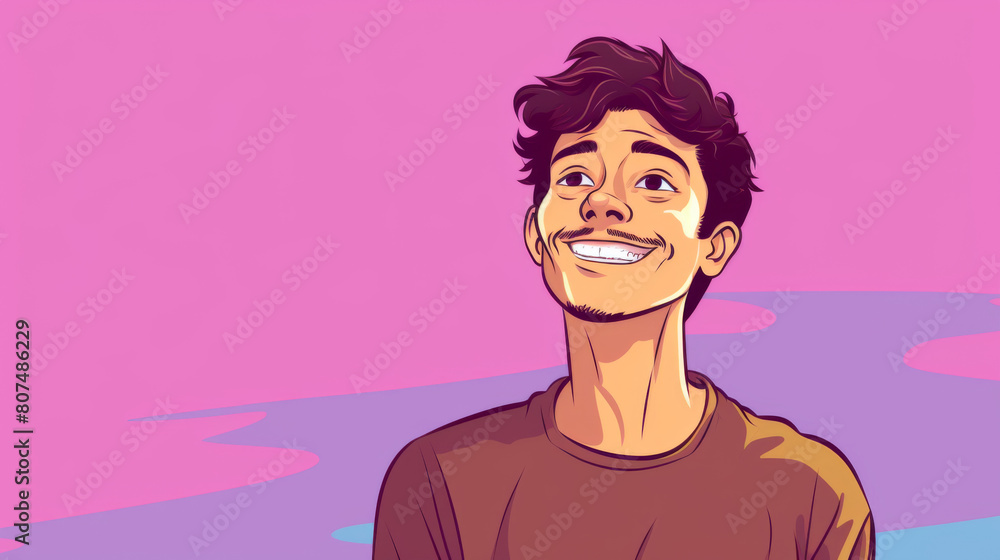 A cartoonish drawing of a man with a big smile on his face A cartoonish drawing of a man with a big smile on his face