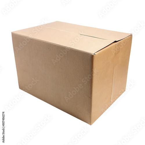 Empty cardboard box isolated on transparent background packaging box mock