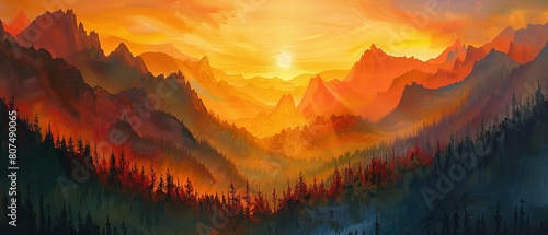 Witness the Majesty of a Mountain Sunrise, Where the Sky Ignites with a Symphony of Colors