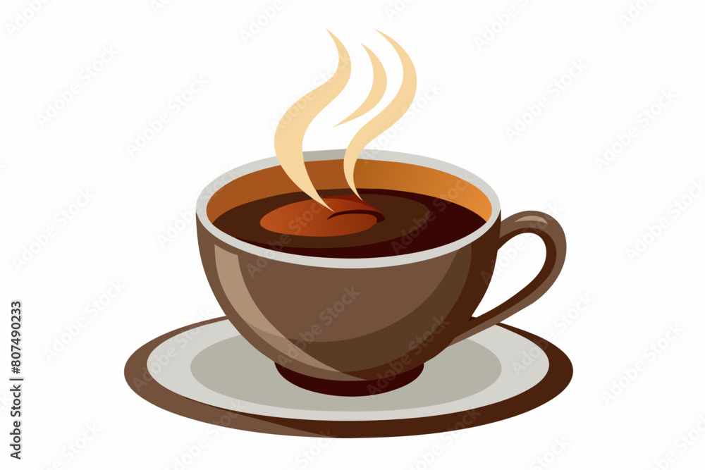 Fototapeta premium cup of coffee Vector illustration on white background, silhouette, bird, icon, svg, characters, Holiday t shirt, Hand drawn trendy Vector illustration, raven on a branch
