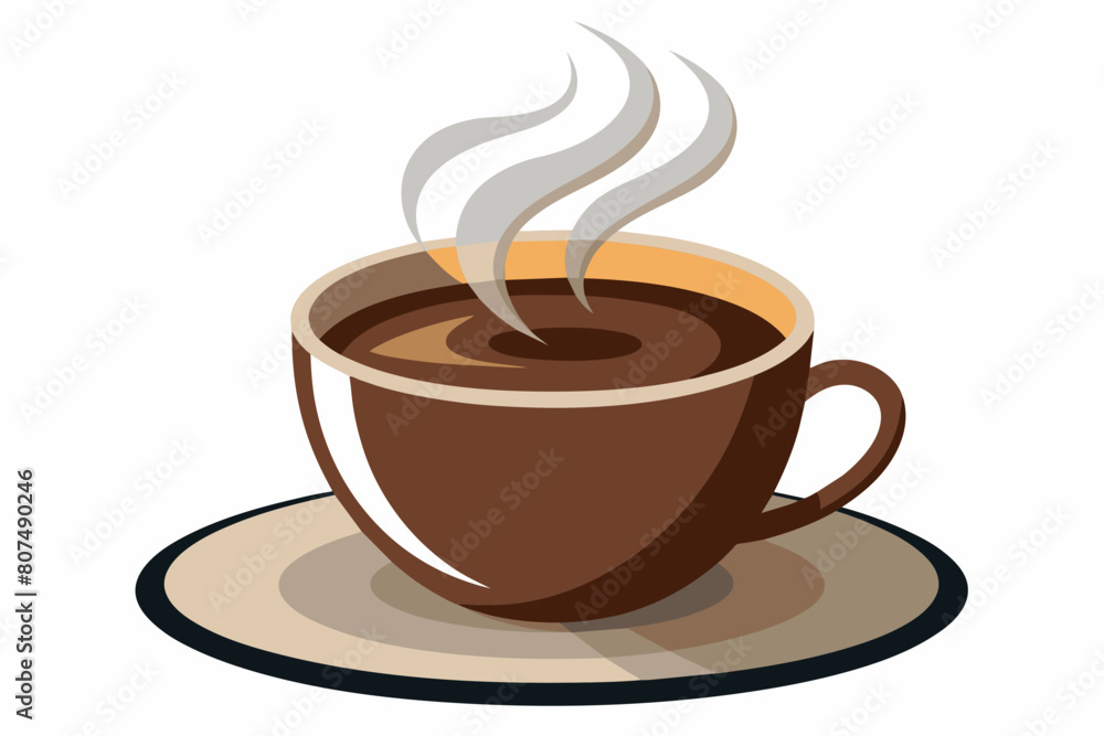 Obraz premium cup of coffee Vector illustration on white background, silhouette, bird, icon, svg, characters, Holiday t shirt, Hand drawn trendy Vector illustration, raven on a branch