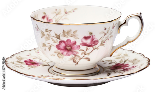 PNG Vintage teacup saucer mug white background.