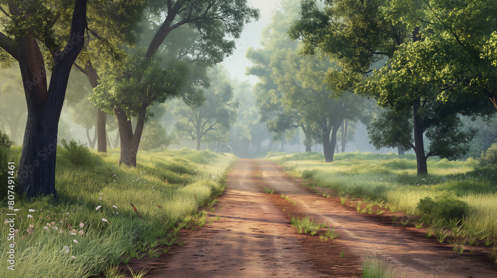 street view with big trees