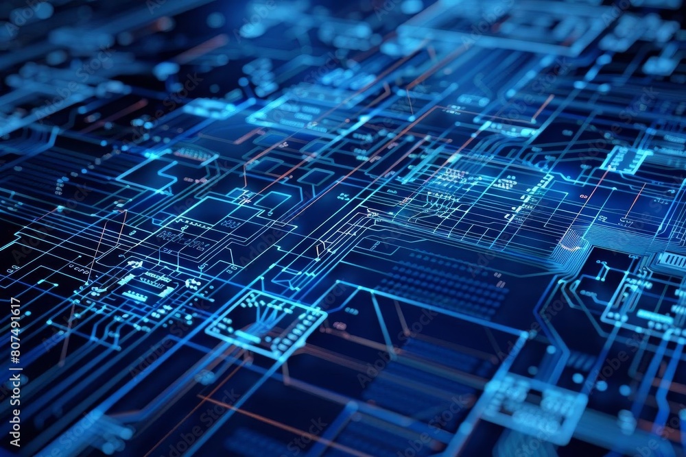 The image is a close-up of a computer circuit board The image is a close-up of a computer circuit board