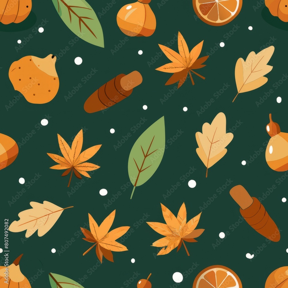 Seamless pattern of autumn florals such as chrysanthemums, dahlias, and asters in rich jewel tones, Generative AI