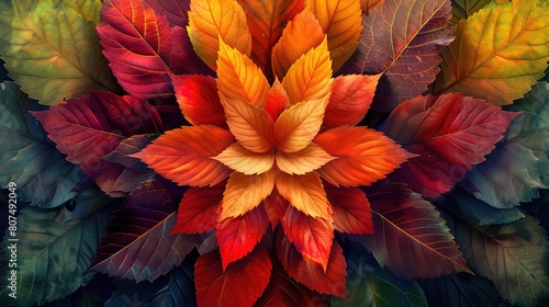 Wallpaper Mural  leaves background with a kaleidoscope of colors Torontodigital.ca