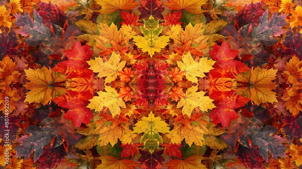 leaves background with a kaleidoscope of colors leaves background with a kaleidoscope of colors