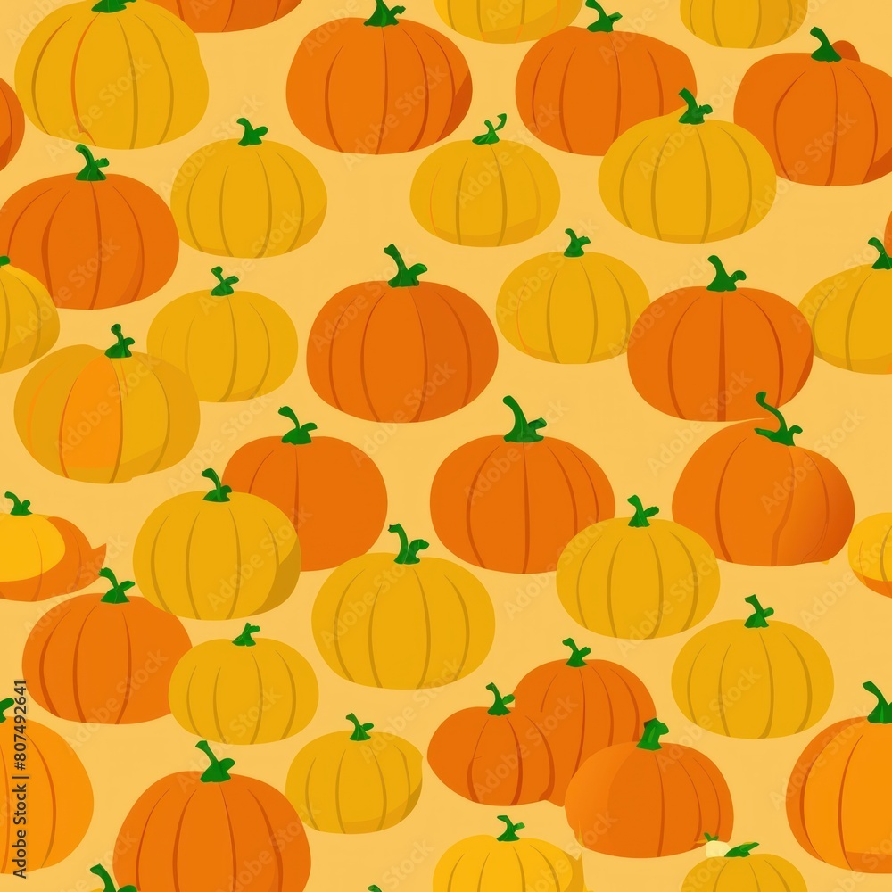 Seamless pattern of pumpkin patches with rows of plump pumpkins waiting to be picked, Generative AI Seamless pattern of pumpkin patches with rows of plump pumpkins waiting to be picked, Generative AI