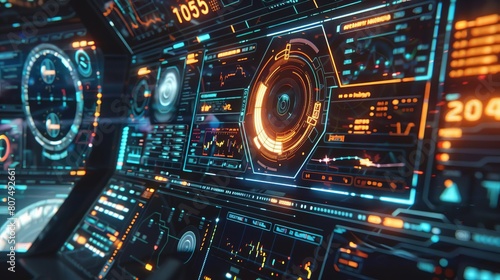 The image shows a spaceship cockpit with a lot of buttons and screens.
