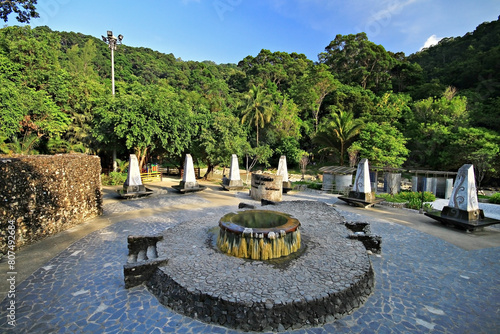 Raksawarin Hot Springs (onsen) and Public Park in Ranong Province, Thailand 