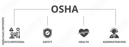 OSHA concept icon illustration contain occupational, safety, health and administration.