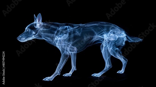 A luminous dog  glowing softly  appears as a transparent creature  Ai Generated