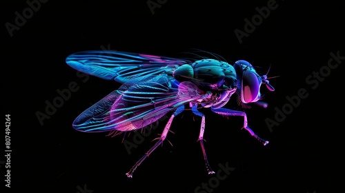 A luminous fly, glowing softly, appears as a transparent creature, Ai Generated