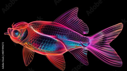 A luminous fish, glowing softly, appears as a transparent creature, Ai Generated © Crazy Juke