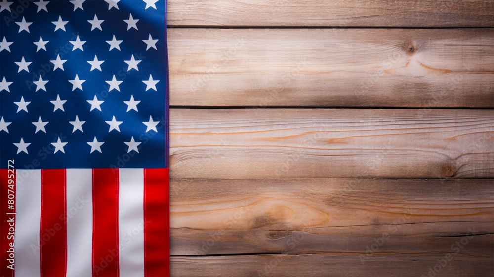 Obraz premium Happy USA Labor day with United States national flag on wooden table banner background