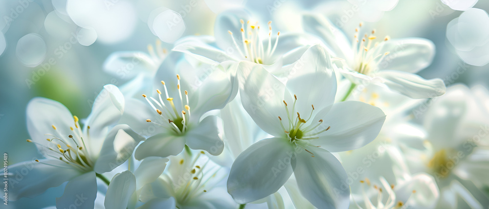 Obraz premium White flower background with vibrant color