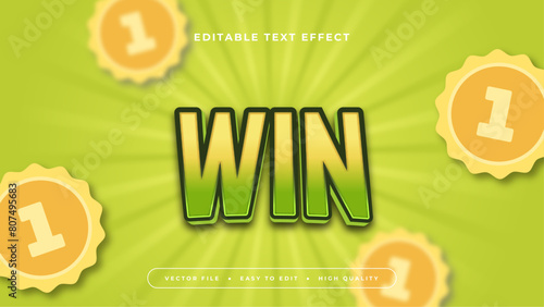 Yellow green and orange win 3d editable text effect - font style