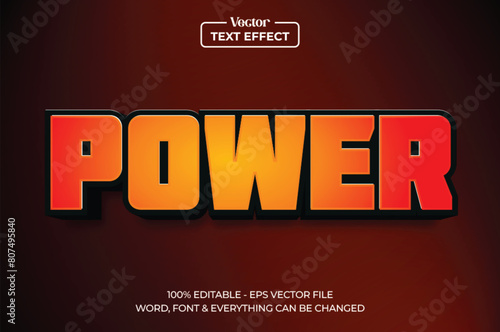 Editable text effect power 3d style