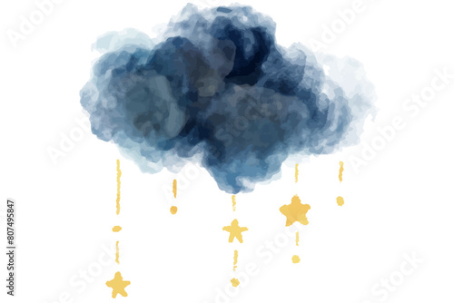 手書き水彩風の夜のイラスト