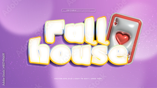 Red purple violet and white full house 3d editable text effect - font style